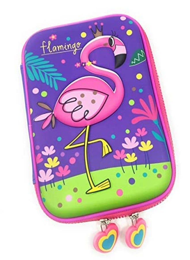 SHB Unicorn Print Large Capacity Hardtop EVA Pencil Pen Holder Case Box with Compartments for School Kids Girls Boys Multipurpose (Unicorn 1) (Flamingo) - Image 1